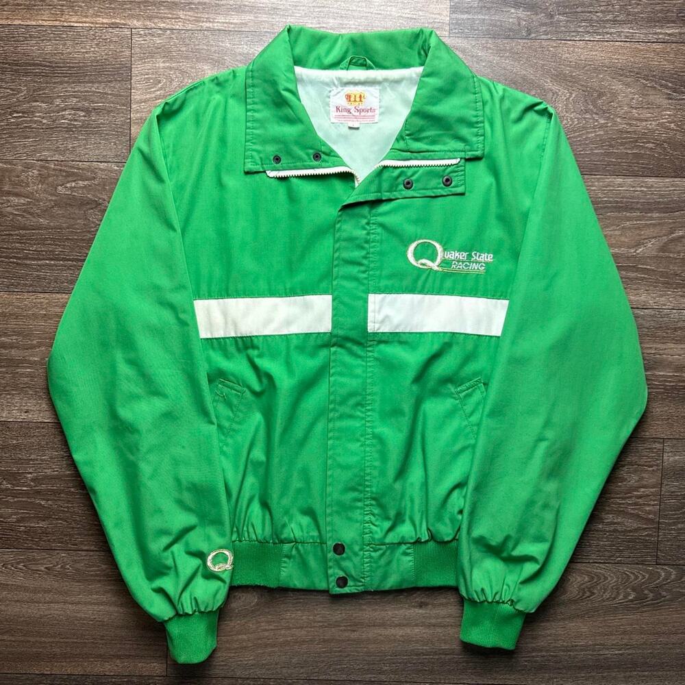 Vintage 1980s Quaker State Racing Jacket
Green with White Stripe